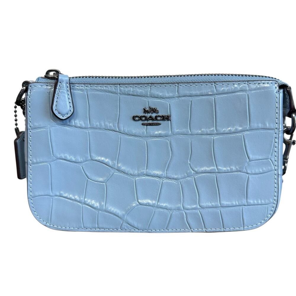Coach Gunmetal/Cornflower Crocodile Embossed Leather Nolita 19 (CN382) NWT